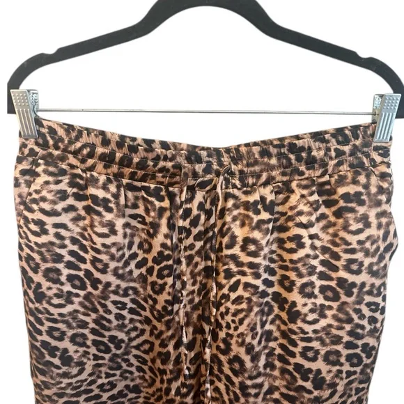 Things Between Wide Leg Pants Leopard Size Large Black Brown Red Stripe Flowy - Picture 5 of 13